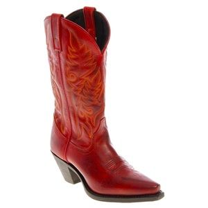 laredo madison snip toe red leather cowgirl boots size 9